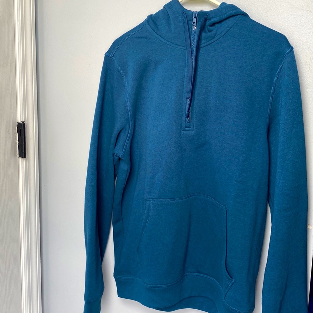 This is a blue hoodie/zip up size small for women and men